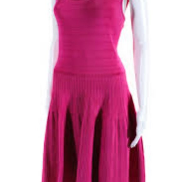 Pink Tartan Ballerina Knit Dress Pale Pink, Flared Skirt Fit Flare - Picture 3 of 6